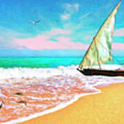 Sail Boat On The Shore Poster