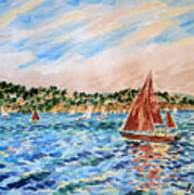 Sailboat On The Bay Poster