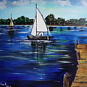 Sailboats And Pier Poster