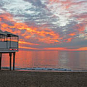 Sailsbury Beach At Sunrise Salisbury Ma Pier Clouds Poster