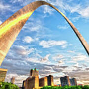Saint Louis Skyline Morning Under The Arch Poster