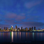 San Diego Skyline At Night Poster