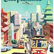 San Francisco, City, Tramway, Vintage Travel Poster Poster