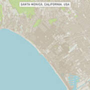 Santa Monica California Us City Street Map Poster