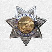 Santa Rosa Police Department Badge Over White Leather Poster