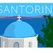 Santorini Dome - Blue Poster