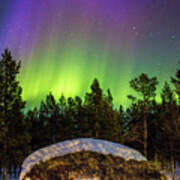 Sapmi Hut Under The Norther Lights Karasjok Norway Poster