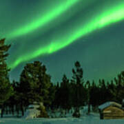 Sapmi Village Under The Northern Lights Karasjok Norway Poster