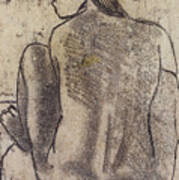 Seated Tahitian Nude From The Back Poster
