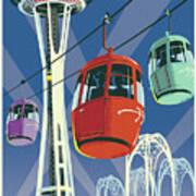 Seattle Poster- Space Needle Vintage Style Poster