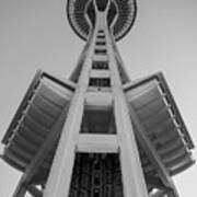 Seattle Space Needle In Black And White Poster