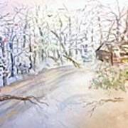 Secluded Cabin In Winter Poster
