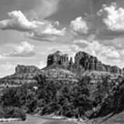 Sedona Arizona Black And White Landscape - Cathedral Rock Poster