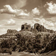 Sedona Arizona Sepia Landscape - Cathedral Rock Poster