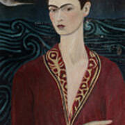 Self-portrait Wearing A Velvet Dress Poster