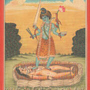 Senor Shiva Entre El Resto De Maa Kaali Pintura Miniatura India Ilustraciones De La Acuarela De Sunr Poster
