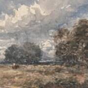 Shepherding The Flock Windy Day By David Cox 1848 Poster