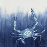 Shibori Blue 4 - Patterned Blue Crab Over Indigo Ombre Wash Poster