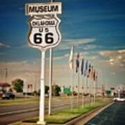 Sign And Flags At Oklahoma Route 66 Museum Poster