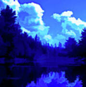 Simply Blue Pond Reflections Poster