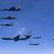 Six F-15 Eagles Refuel From A Kc-10 Poster
