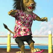 Skateboarding Lion Poster