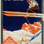 Skiing On The Alps In Cortina - Ice Hockey Tournament - Vintage Advertising Poster Poster