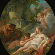 Sleeping Bacchantes Surprised By Satyrs Poster