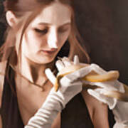 Snake Lady Or Girl With Live Snake Painting 5260.02 Poster