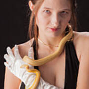 Snake Lady Or Girl With Live Snake Photograph 5253.02 Poster