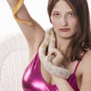 Snake Lady Or Girl With Live Snake Photograph 5265.02 Poster