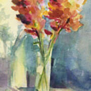 Snapdragons In Morning Light Floral Watercolor Poster