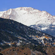 Snow Capped Pikes Peak In Winter Poster