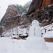 Snowman In Zion Poster