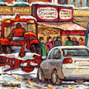 Snowplow Winter Scene Painting For Sale 80 Bus To Schwartz Deli C Spandau Richstone Warshaw Art Poster