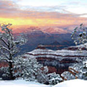Snowy Sunrise Grand Canyon Az Poster