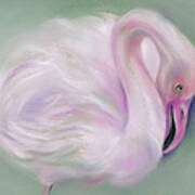 Soft Pink Flamingo Mirrored Poster