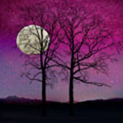 Solitude Ii Harvest Moon, Pink Opal Sky Stars Poster