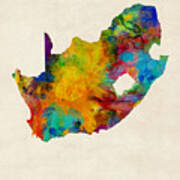 South Africa Watercolor Map Poster