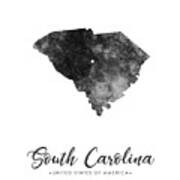 South Carolina State Map Art - Grunge Silhouette Poster
