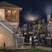 Southern Steam Engine 401 Prepares To Pickup A Set Of Train Orders At Stair Tower Poster
