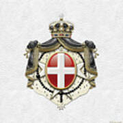 Sovereign Military Order Of Malta Coat Of Arms Over White Leather Poster
