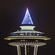 Space Needle Christmas Tree Poster