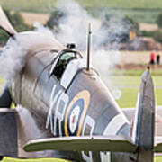 Spitfire Engine Start Smoke Rings Poster