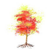 Splash Of Autumn Watercolor Tree Poster