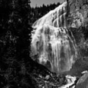 Spray Falls Black And White Poster