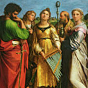 St Cecilia Surrounded By St Paul, St John The Evangelist, St Augustine And Mary Magdalene Poster