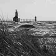 St Joseph Behind Sea Oats Grayscale Poster