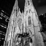 St Patrick Cathedral Black And White Poster