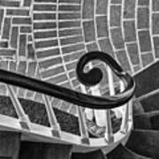 Staircase To The Plaza Black And White Poster